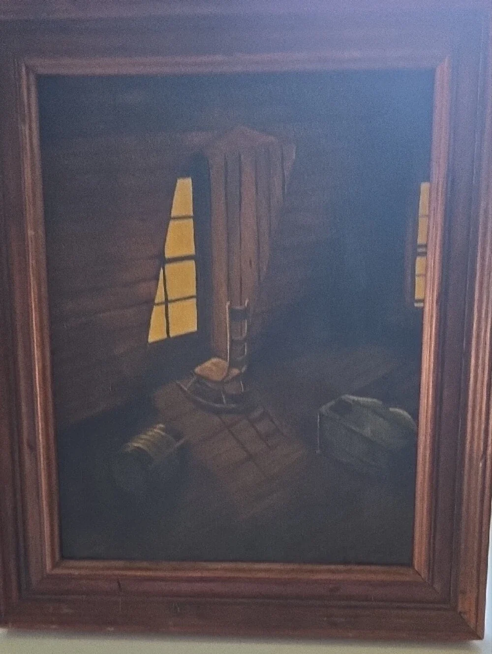 Source Unknown Brown Wood Framed Wall Art with Yellow Accents